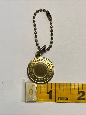 COACH Round Medallion Hang Tag Keychain Charm with Ball-chain